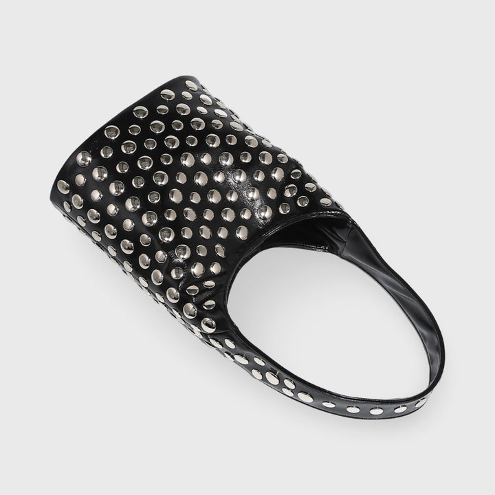 Crissy Studded Bucket Bag in Black