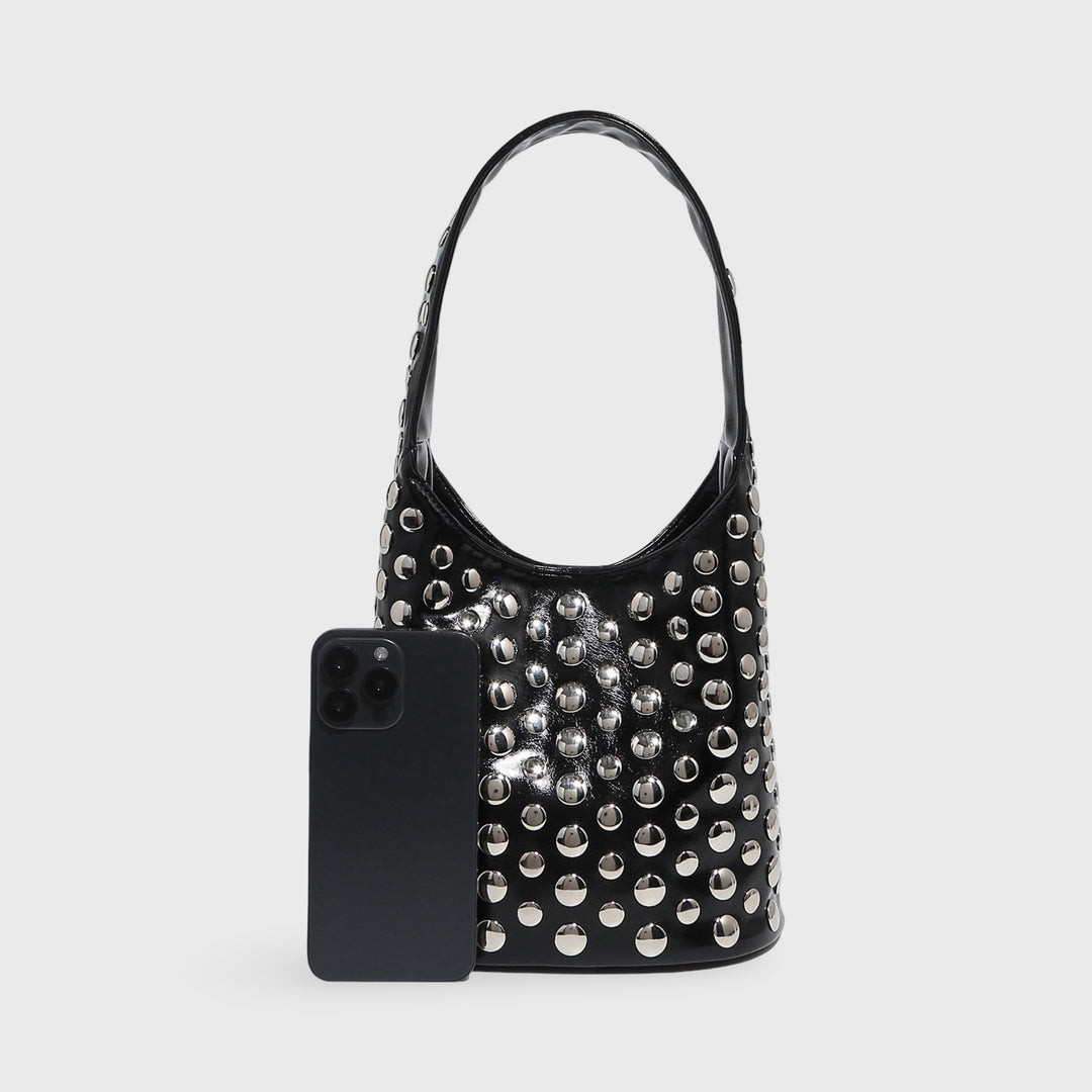 Crissy Studded Bucket Bag in Black