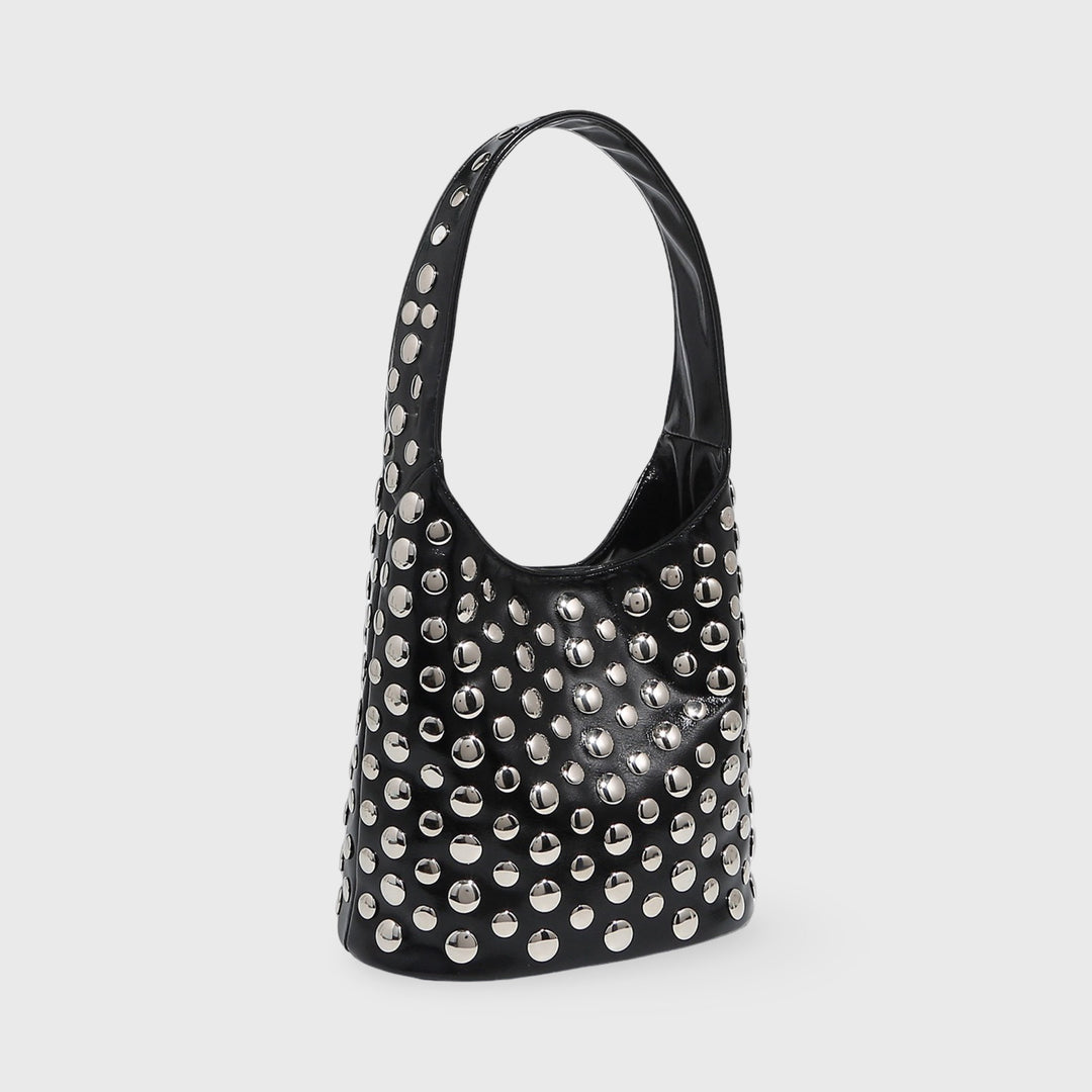 Crissy Studded Bucket Bag in Black