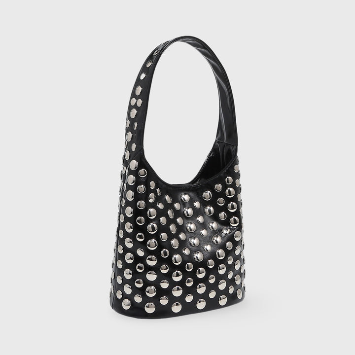 Crissy Studded Bucket Bag in Black