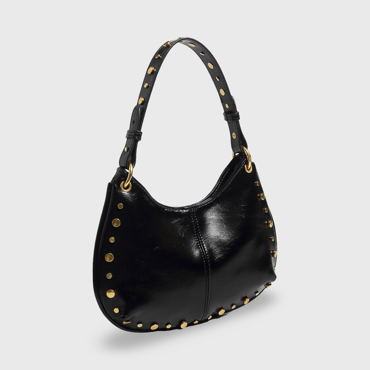 Nour Studded Hobo Shoulder Bag in Black
