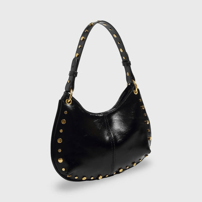 Nour Studded Hobo Shoulder Bag in Black