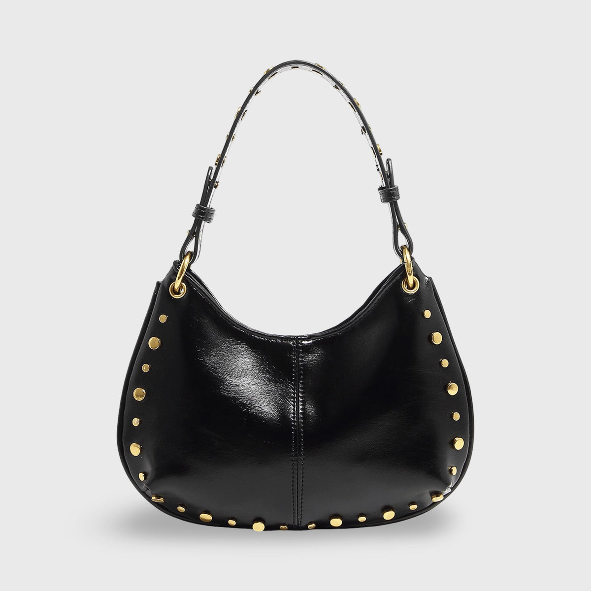 Nour Studded Hobo Shoulder Bag in Black