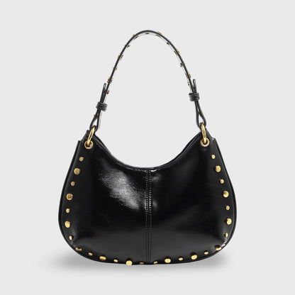 Nour Studded Hobo Shoulder Bag in Black