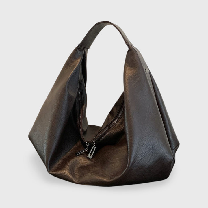 Baggy Vegan Leather Hobo Bag in Dark Brown