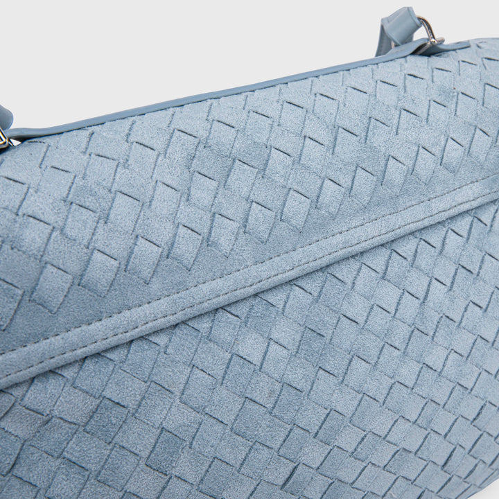 Ciara Vintage Woven Top Handle Bag in Light Blue