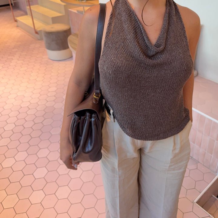 Ciara Vintage Top Handle Bag in Aubergine