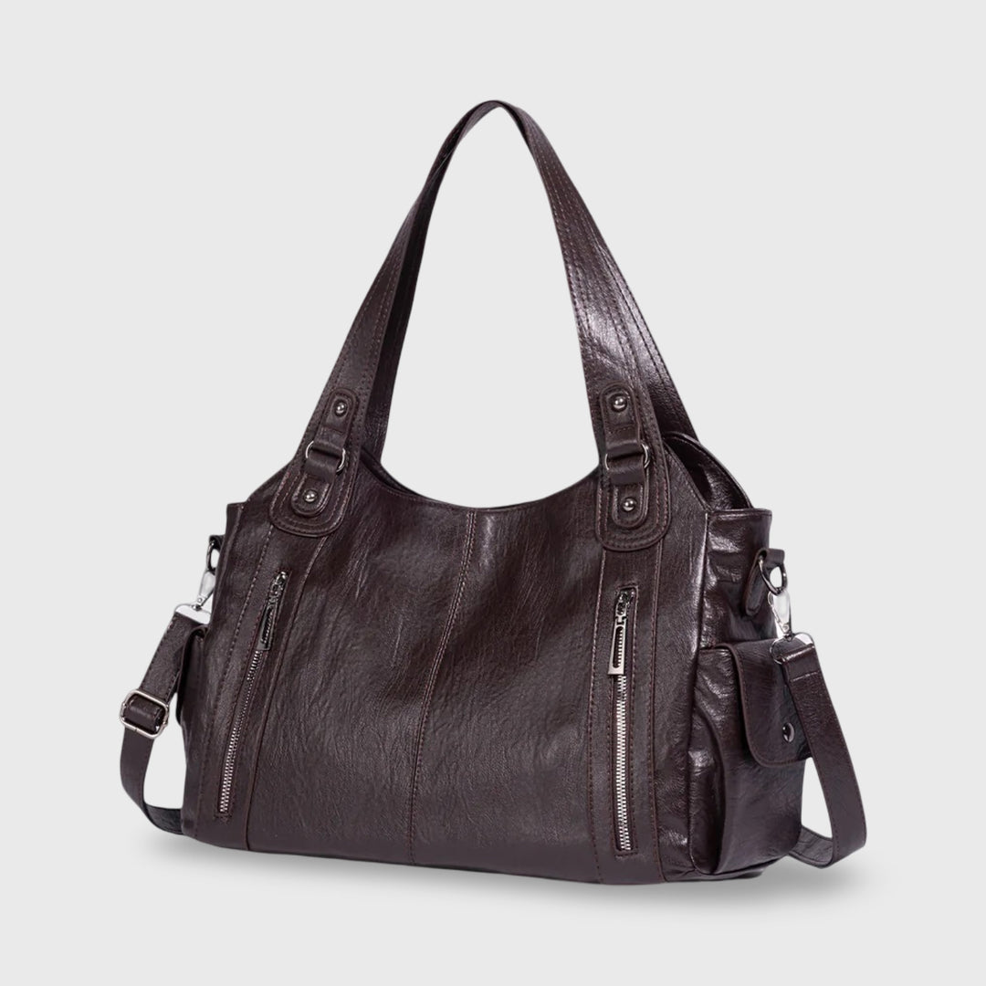 Valentina Slouchy Shoulder Tote in Aubergine