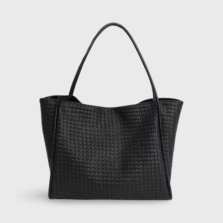 Sarah Woven Tote in Black