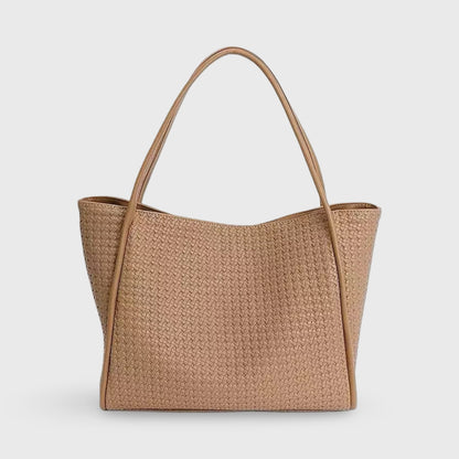Sarah Woven Tote in Tan