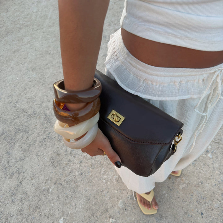 Dark Brown Mini Shoulder Baguette | Ciara