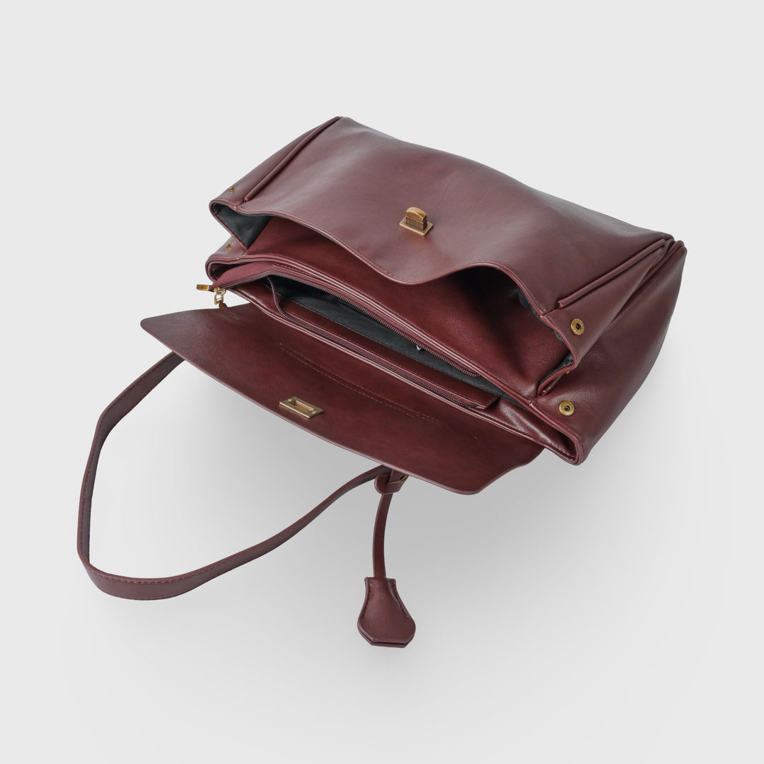 Ciara Vintage Top Handle Bag in Burgundy