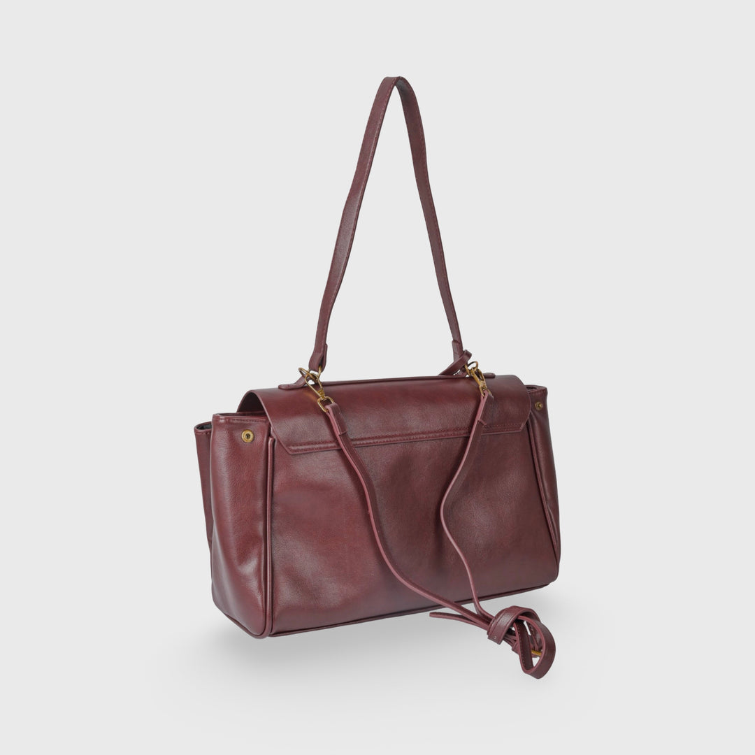Ciara Vintage Top Handle Bag in Burgundy