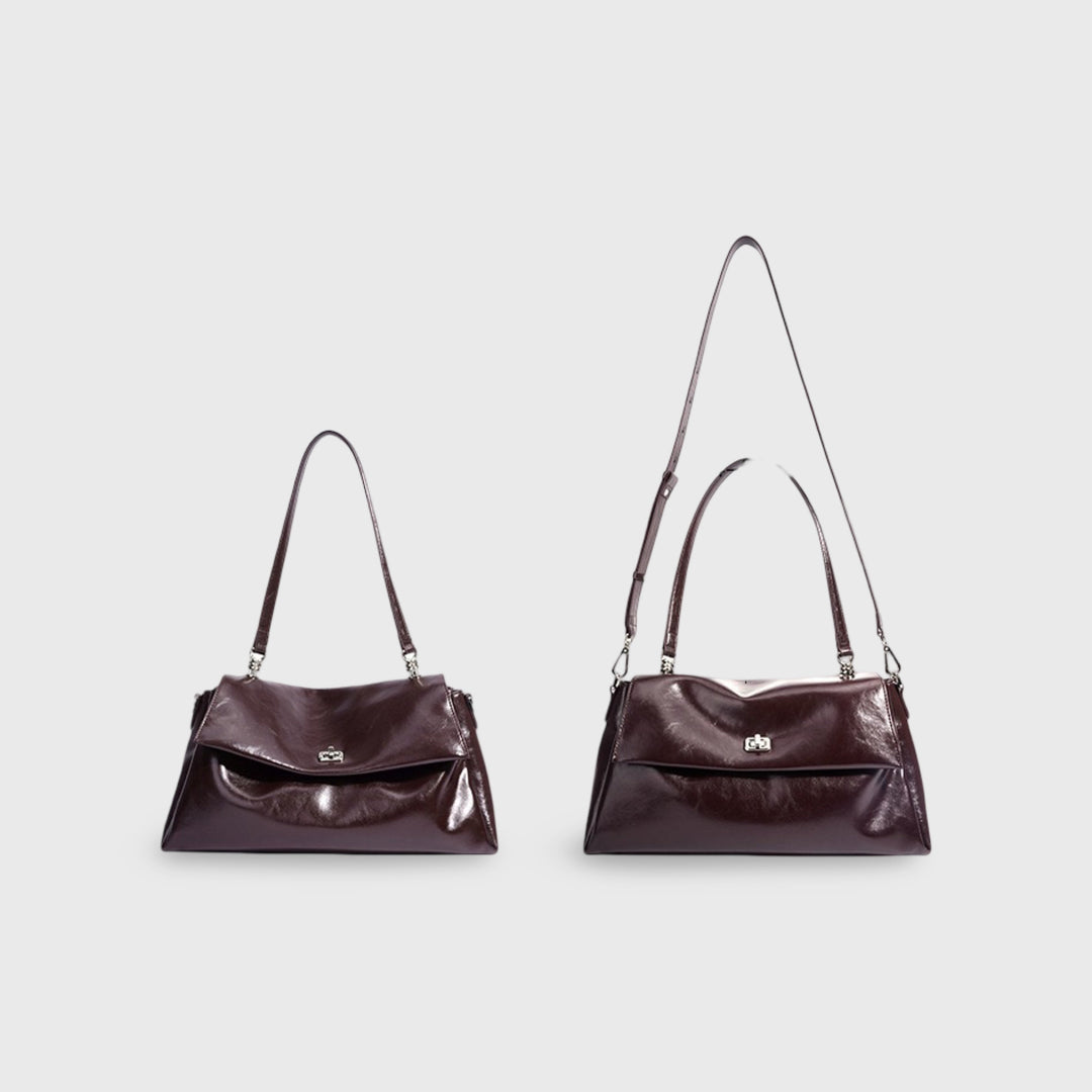 Nola Vegan Leather Flap Shoulder Bag in Aubergine