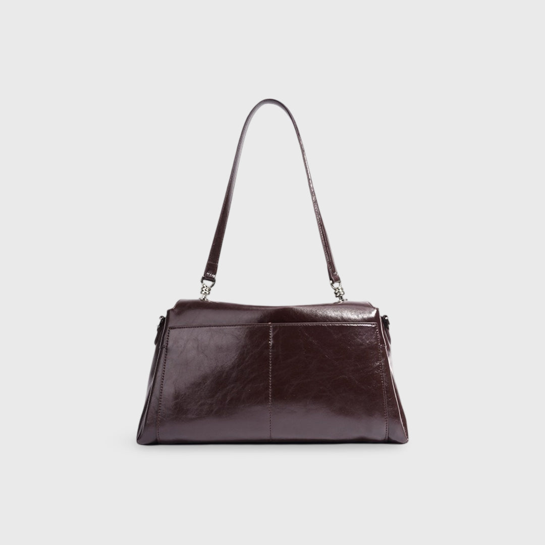 Nola Vegan Leather Flap Shoulder Bag in Aubergine