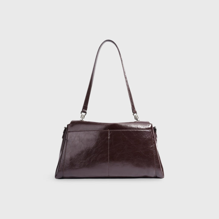 Nola Vegan Leather Flap Shoulder Bag in Aubergine