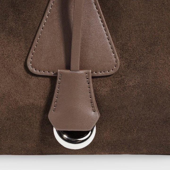 Lulu Faux Suede East-West Shoulder Bag in Taupe