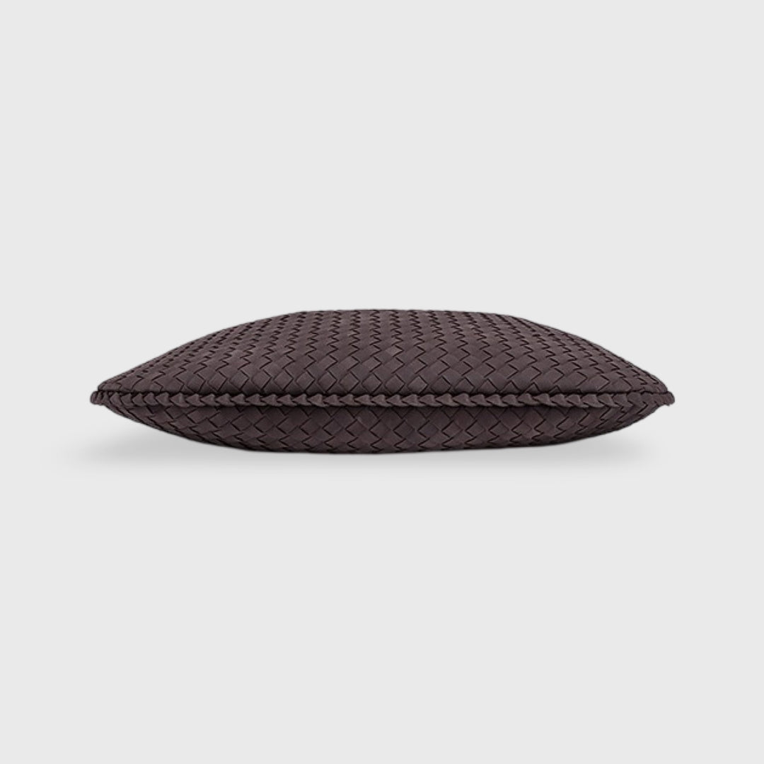 Woven Oversized Faux Suede Shoulder Bag in Aubergine