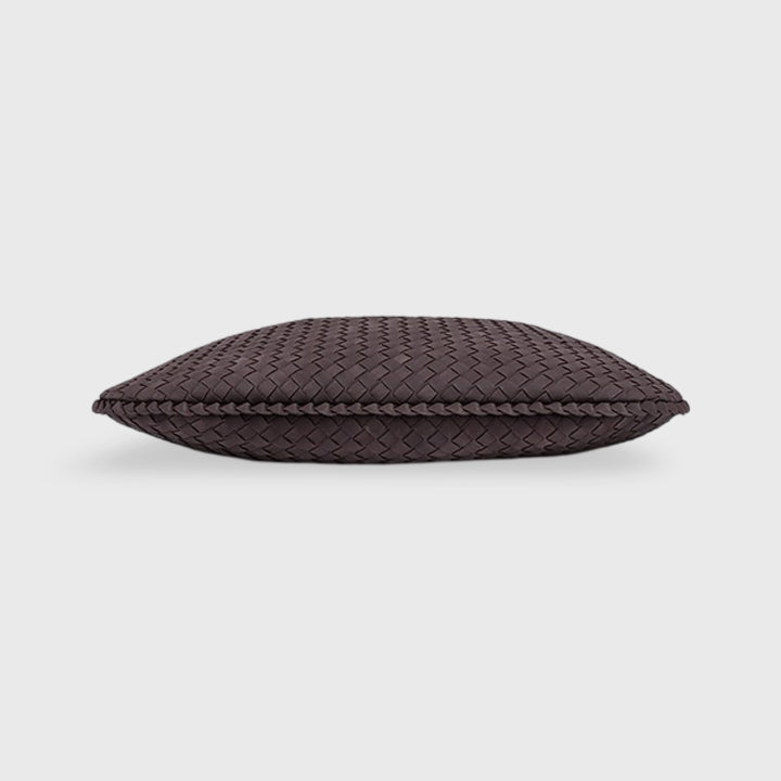 Woven Oversized Faux Suede Shoulder Bag in Aubergine