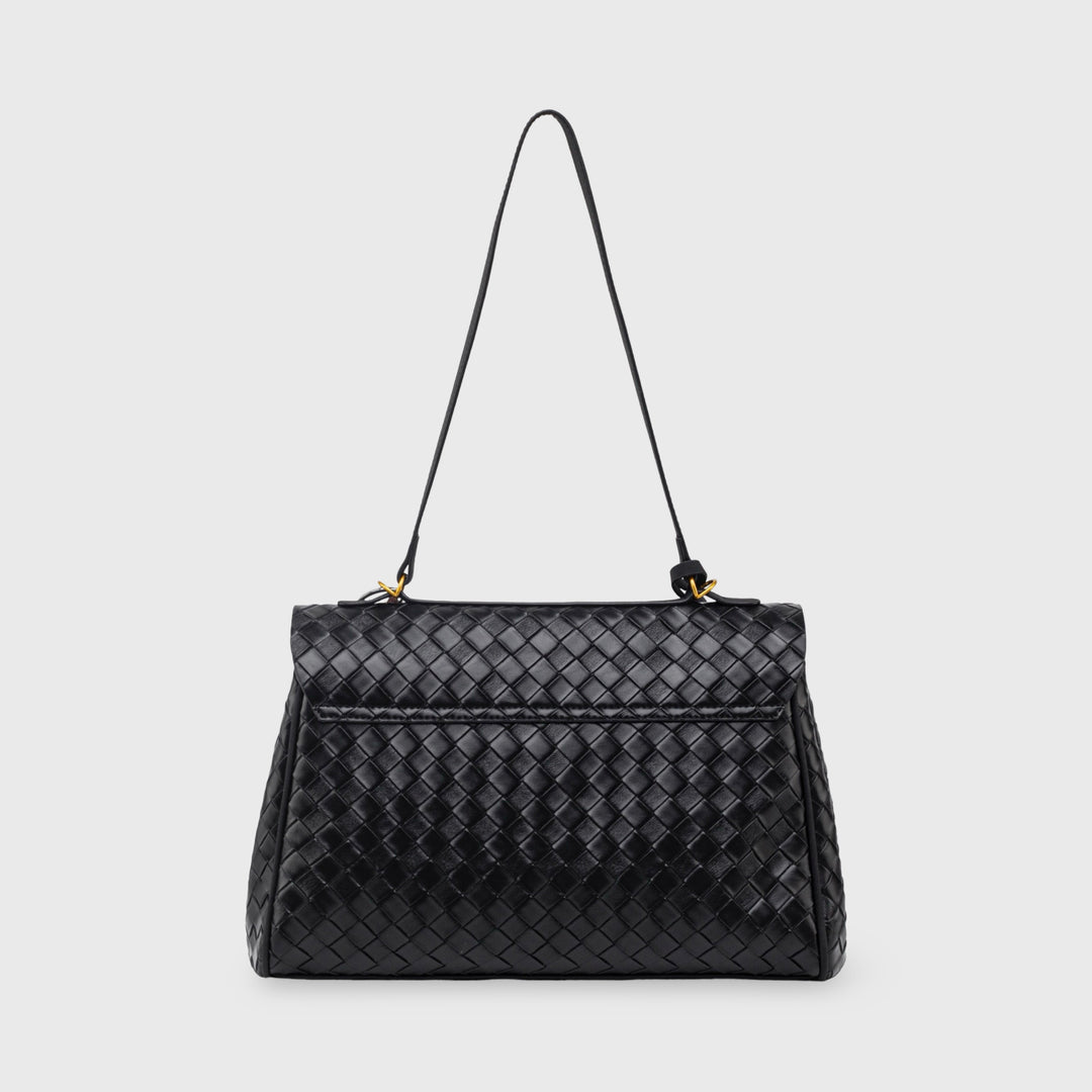 Ciara Vintage Woven Top Handle Bag in Black