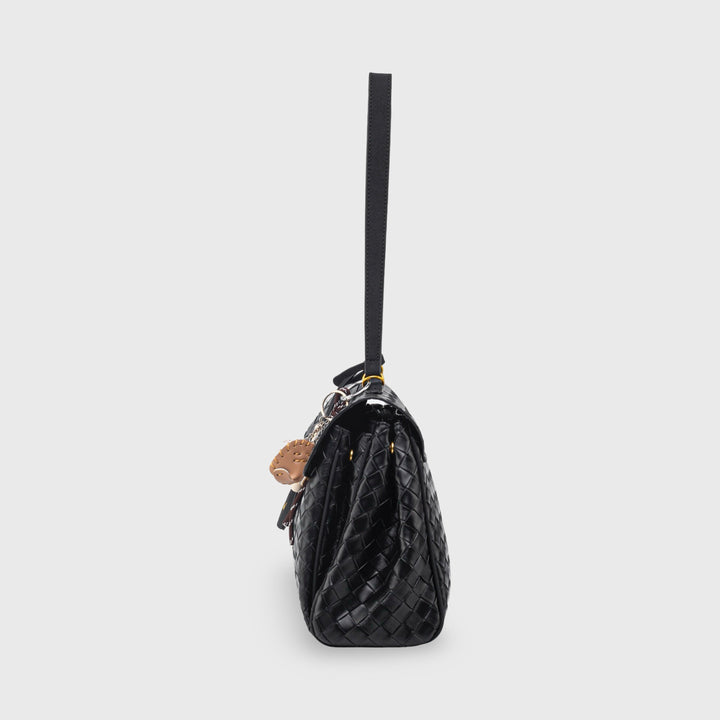 Ciara Vintage Woven Top Handle Bag in Black