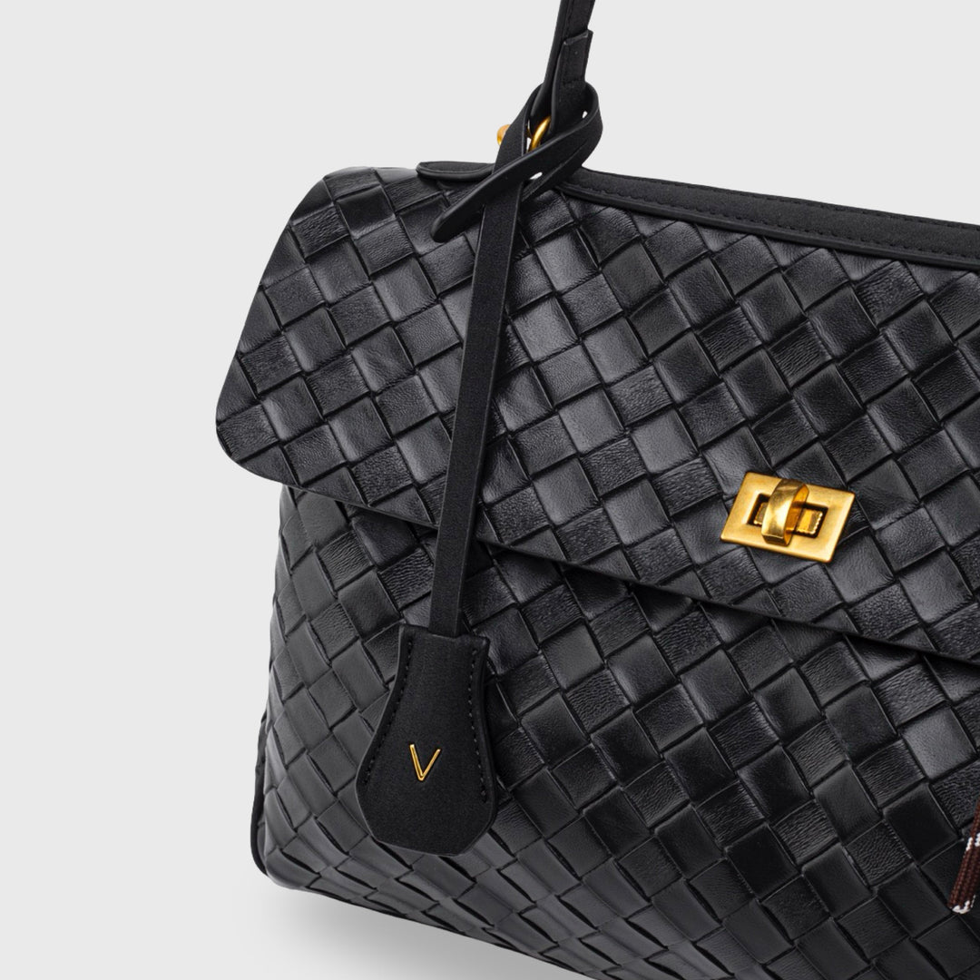 Ciara Vintage Woven Top Handle Bag in Black