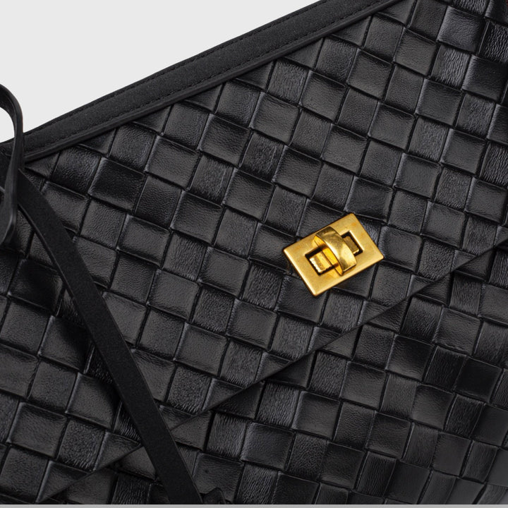 Ciara Vintage Woven Top Handle Bag in Black