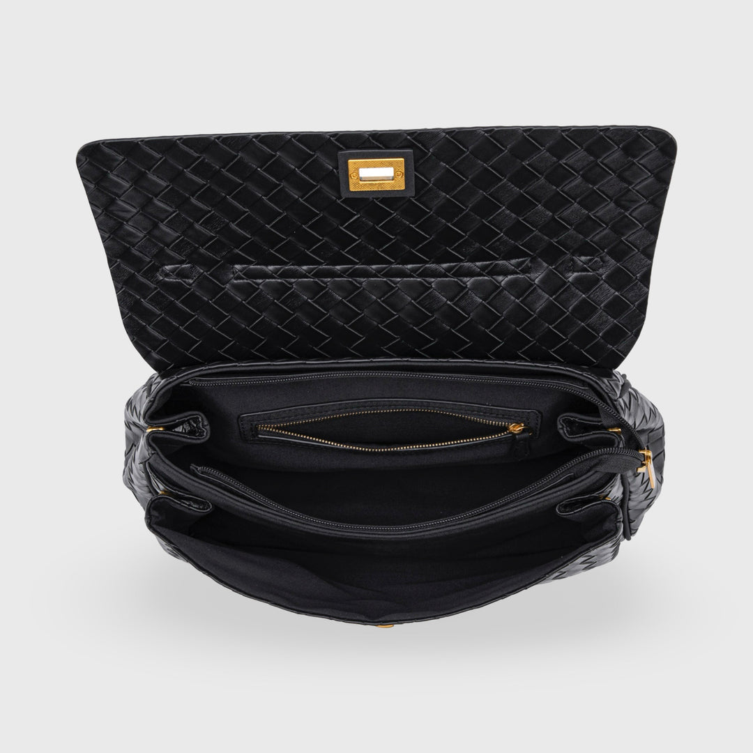 Ciara Vintage Woven Top Handle Bag in Black