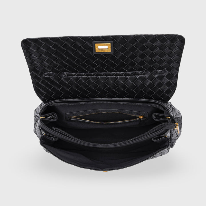 Ciara Vintage Woven Top Handle Bag in Black