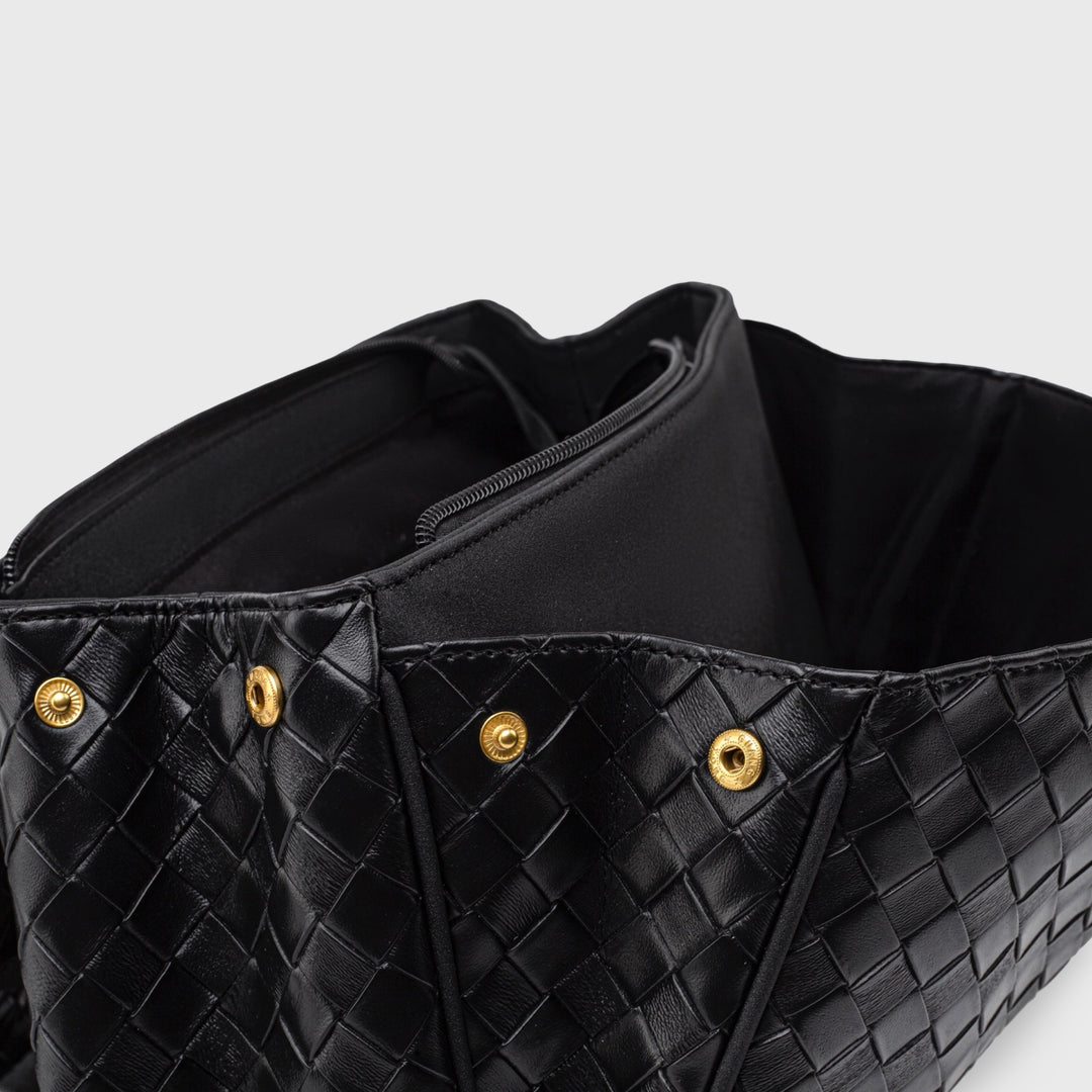 Ciara Vintage Woven Top Handle Bag in Black