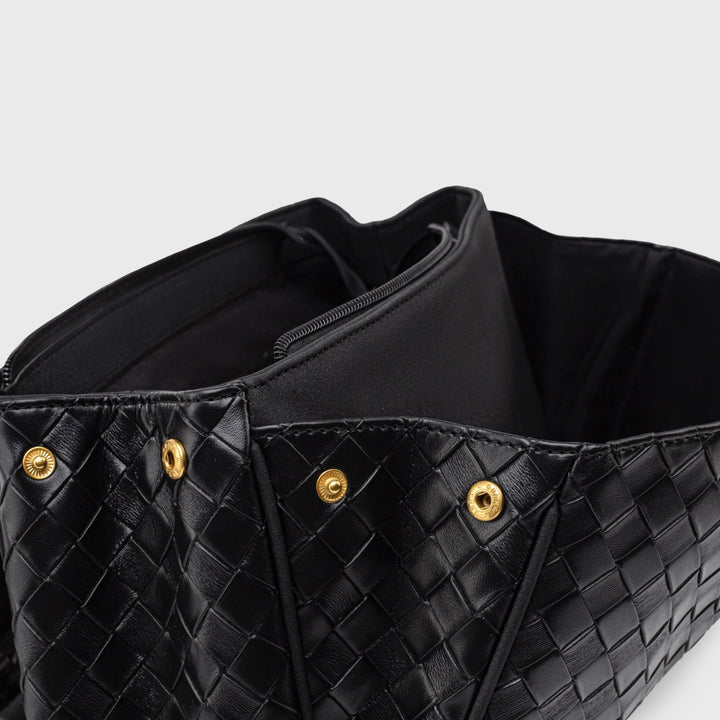 Ciara Vintage Woven Top Handle Bag in Black