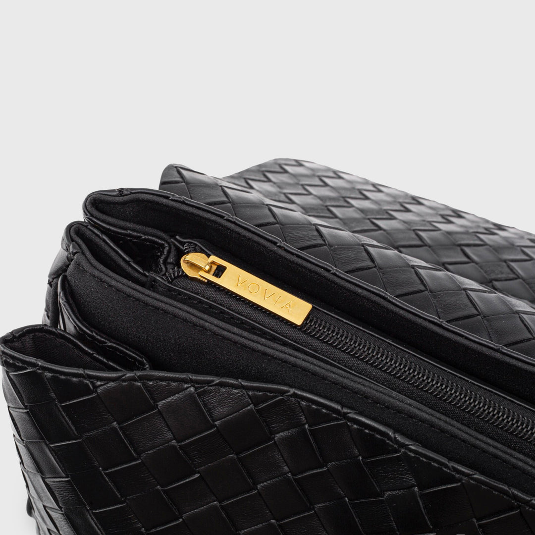 Ciara Vintage Woven Top Handle Bag in Black