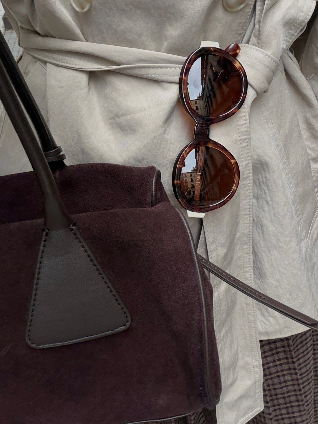 Lulu Faux Suede East-West Shoulder Bag in Dark Brown