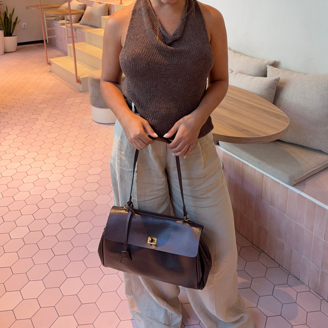 Ciara Vintage Top Handle Bag in Aubergine