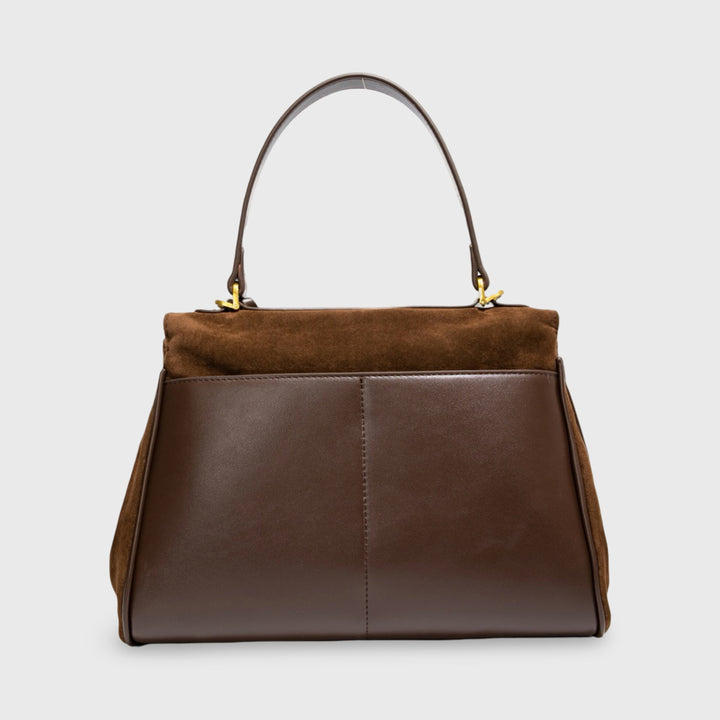 Ciara Faux Suede Top Handle Bag in Brown