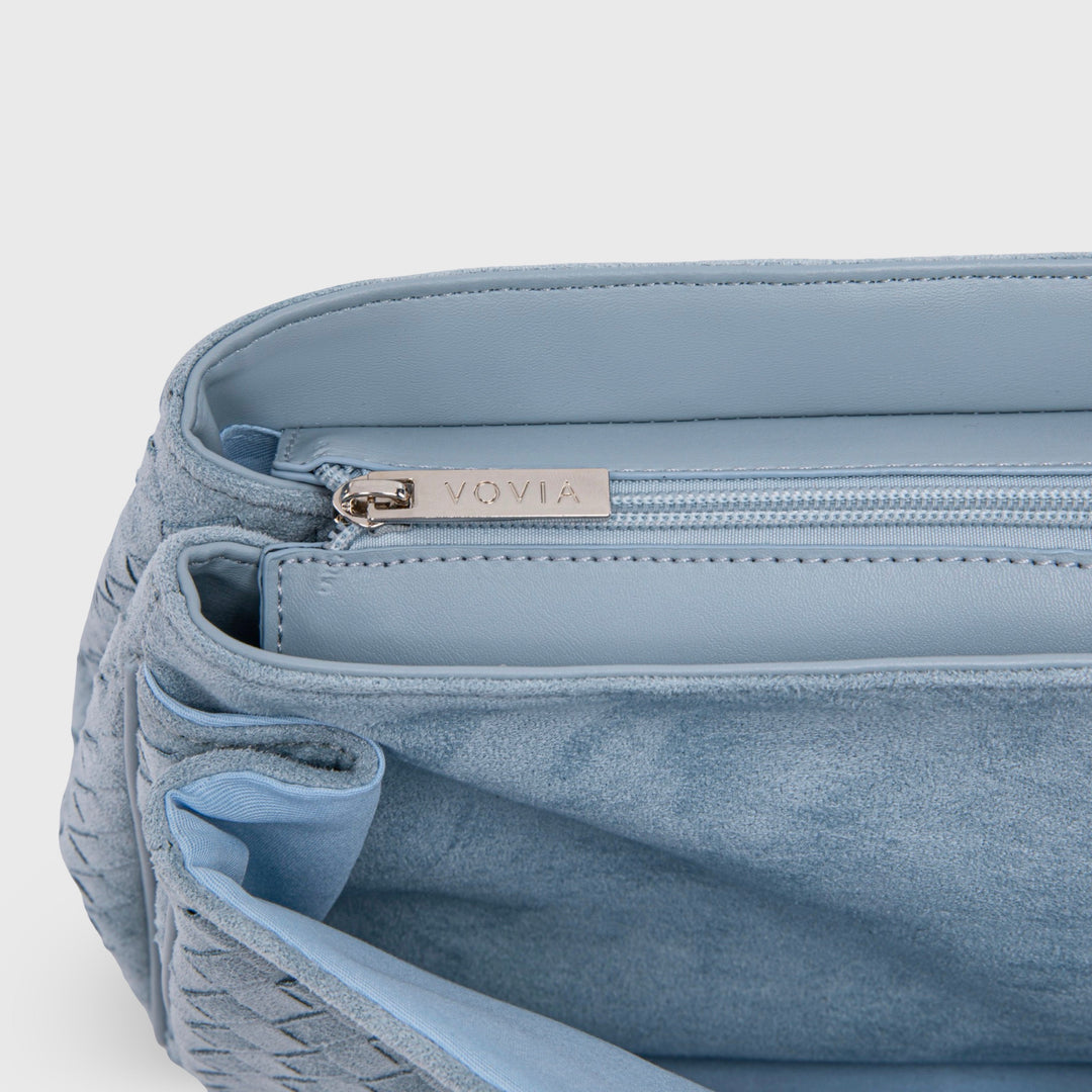 Ciara Vintage Woven Top Handle Bag in Light Blue