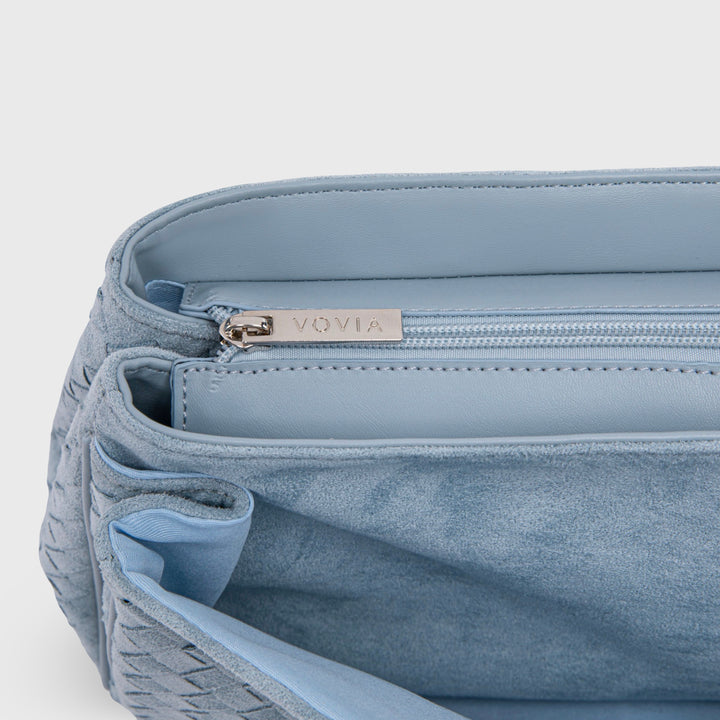 Ciara Vintage Woven Top Handle Bag in Light Blue