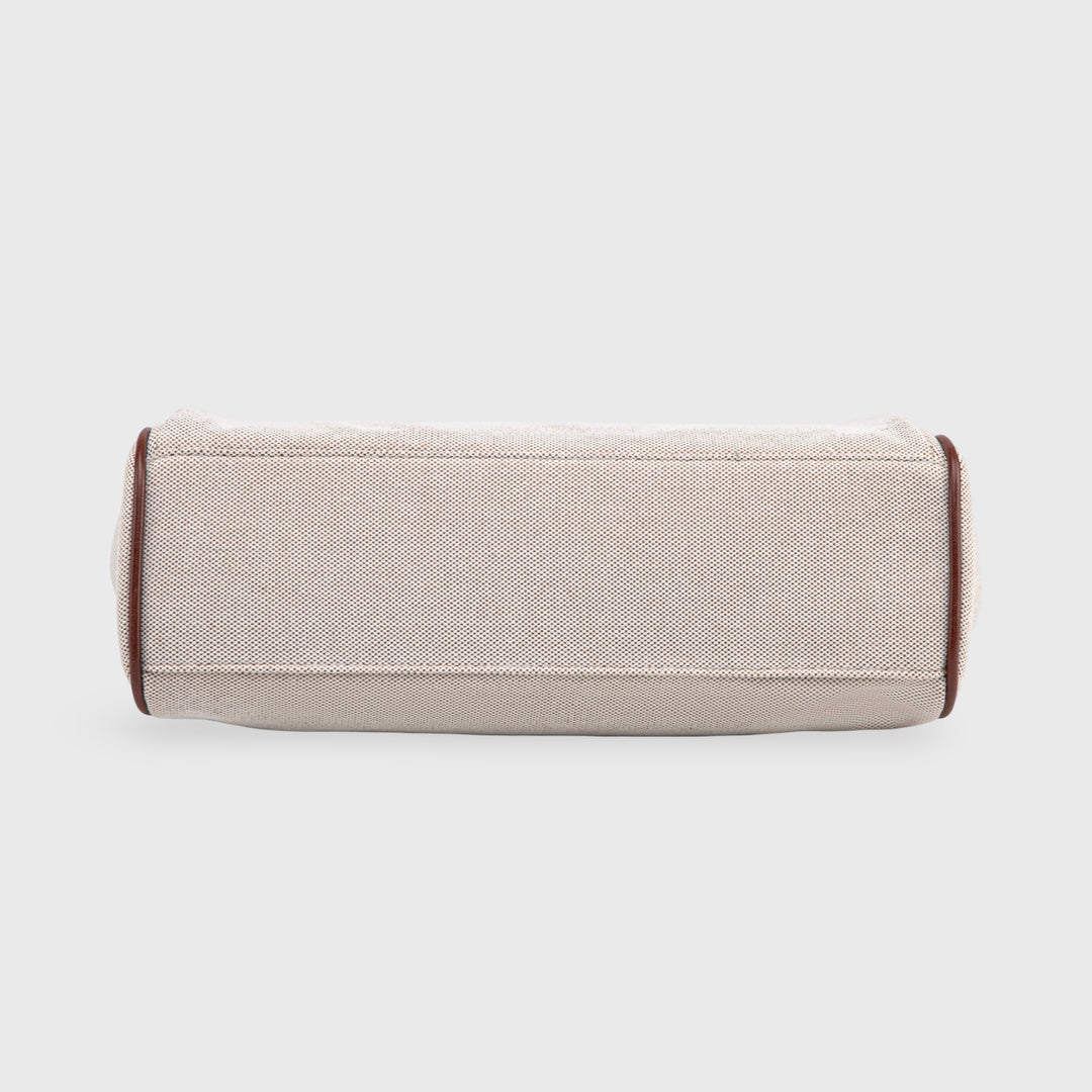 Ciara Vintage Two-Tone Top Handle Bag in Brown and Cream