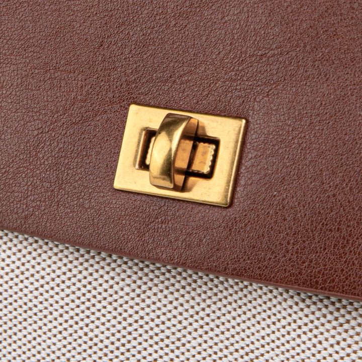 Ciara Vintage Two-Tone Top Handle Bag in Brown and Cream
