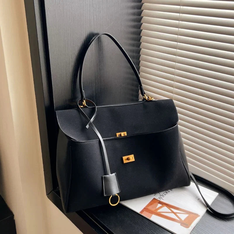 Ciara Premium Top Handle Satchel in Navy