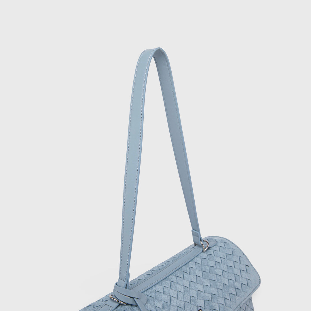 Ciara Vintage Woven Top Handle Bag in Light Blue