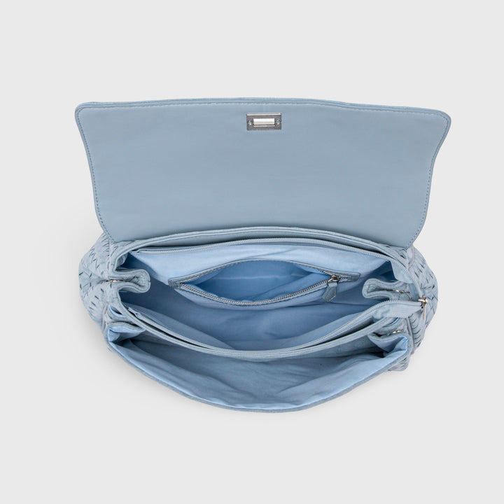 Ciara Vintage Woven Top Handle Bag in Light Blue