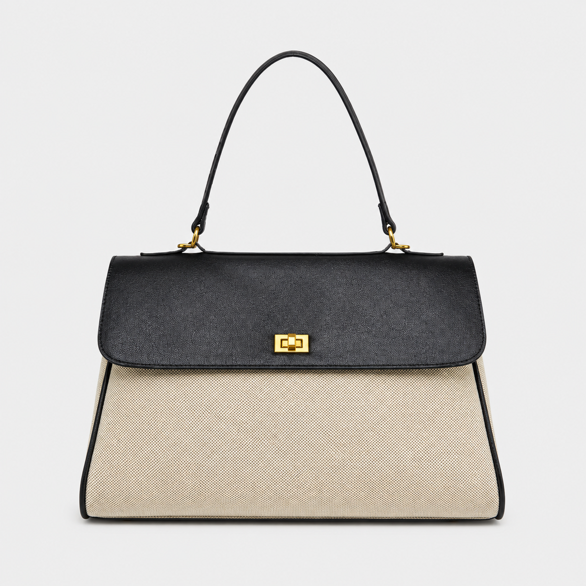 Ciara Essential Top Handle Bag in Black and Cream