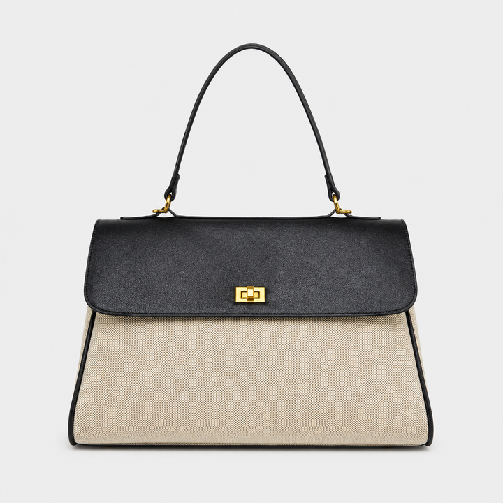 Ciara Essential Top Handle Bag in Black and Cream