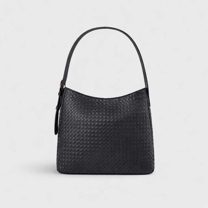 Rhea Oversized Woven Shoulder Bag in Navy
