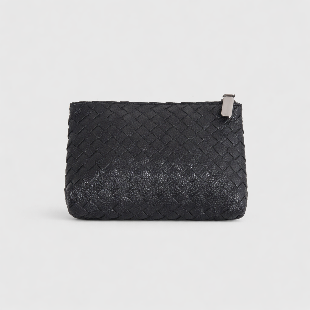 Woven Zip Pouch in Black