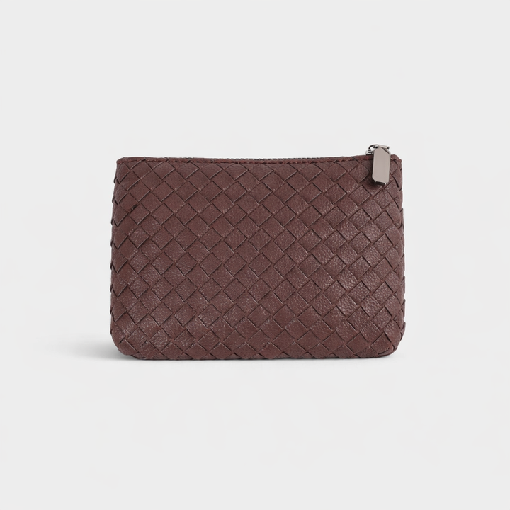 Woven Zip Pouch in Brown