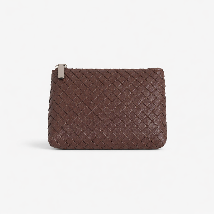 Woven Zip Pouch in Brown