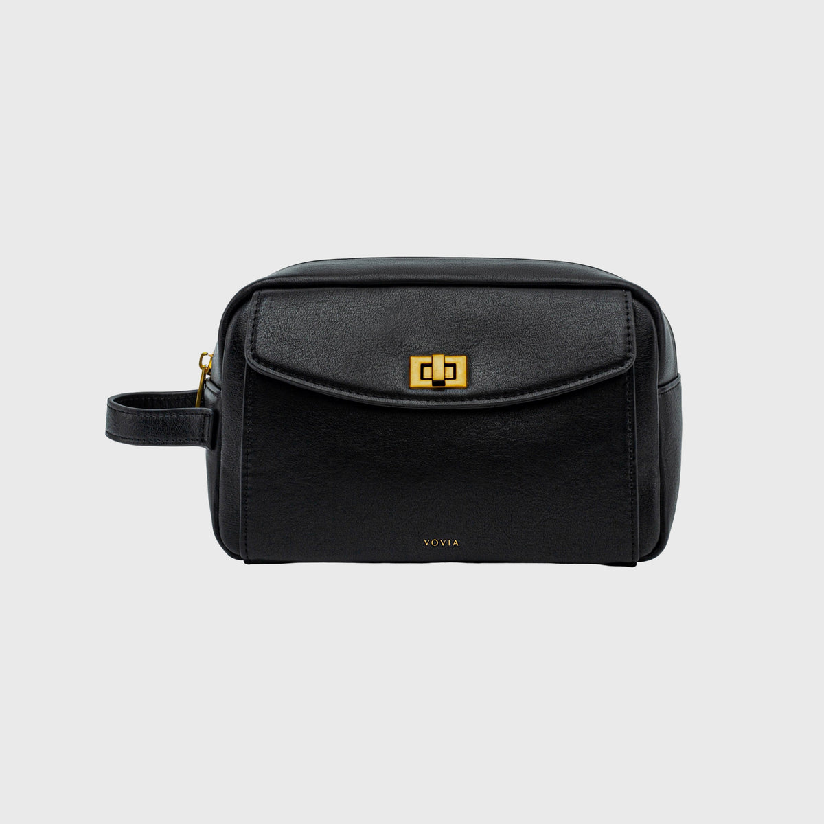 Ciara Vegan Leather Beauty Case in Black