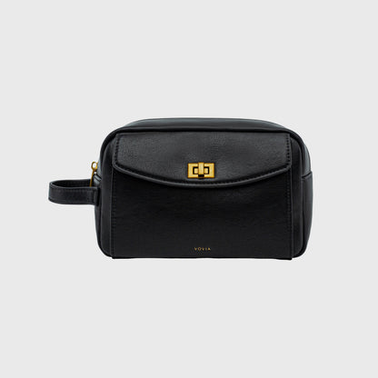 Ciara Vegan Leather Beauty Case in Black